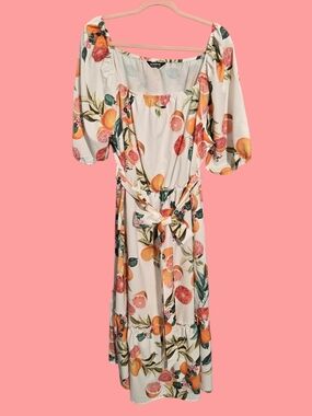 ORANGE FRUIT MAXI DRESS